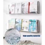 Wall-mounted magazine rack, acrylic material, 40cm, space-saving; brochure rack, 3-pack; document storage unit.